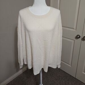 Torrid Brushed Waffle Crew Neck Drop Shoulder Long Sleeve Crop Tee Size 2 (XXL)